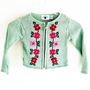 Vintage Hartstrings Full Zip Knit Embroidered Sweater Jacket